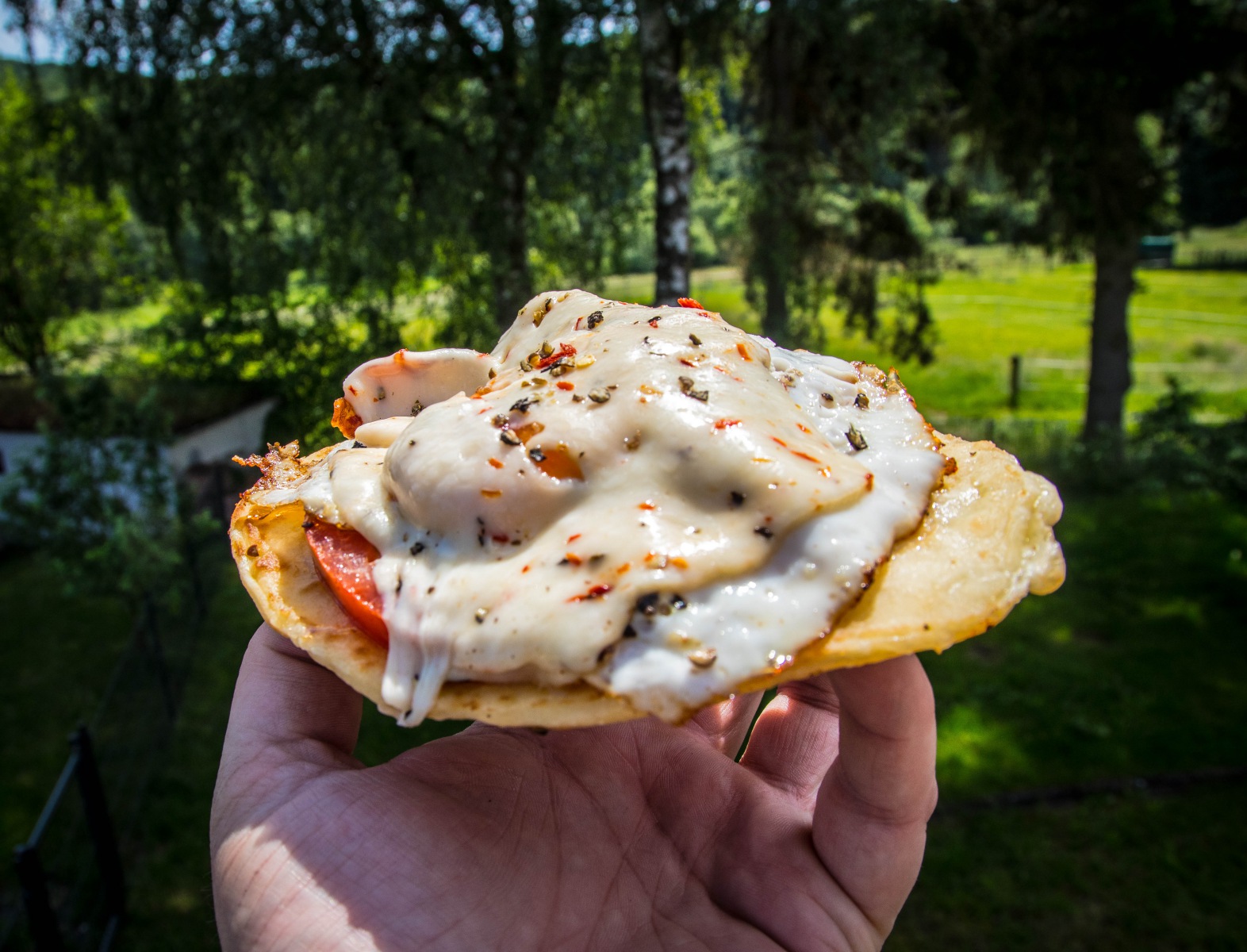 Frühstückspizza von der Plancha